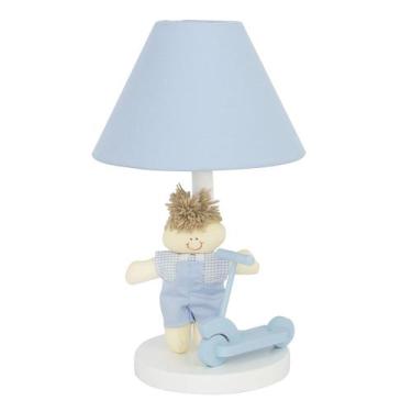 Imagem de Abajur Madeira Menino Com Patinete Quarto Bebê Infantil - Potinho de M
