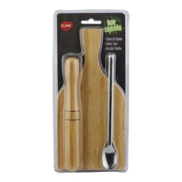 Imagem de Kit Caipirinha Coquetel Tábua Socador Bambu Colher Inox - Clink, Kit C