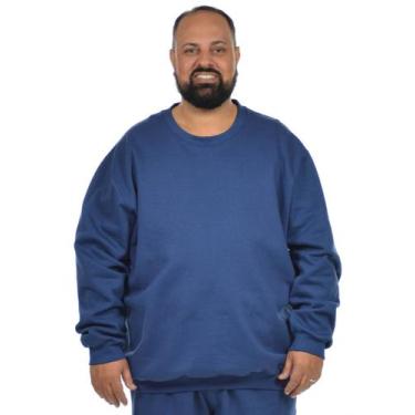 Imagem de Blusão moletom flanelado plus size masculino fenomenal, Azul marinho, 