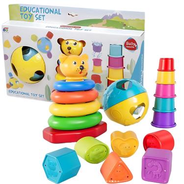 Imagem de Brinquedo Infantil Set De Empilhar Com 19 Peças Didático Infantil - Castela