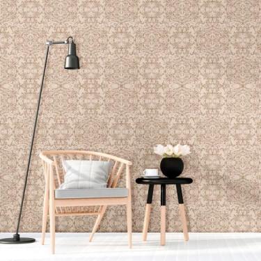 Imagem de Adesivo de Parede Arabesco Damasco Bege Neutro Vinil Fosco 310x58cm - 