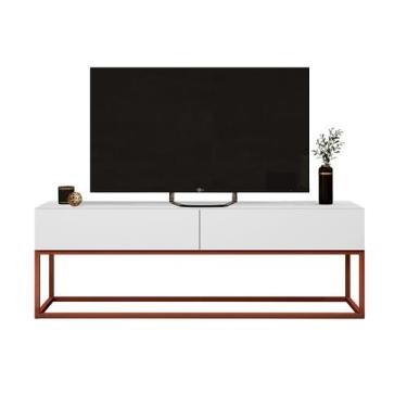 Imagem de Rack Para Sala Com 2 Gavetas Modernas Eros 1,40mt Com Pes de Ferro Est