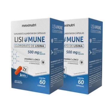 Imagem de Kit 2 Lisimune Cloridrato de Lisina + Zinco 60 Cápsulas Maxinutri