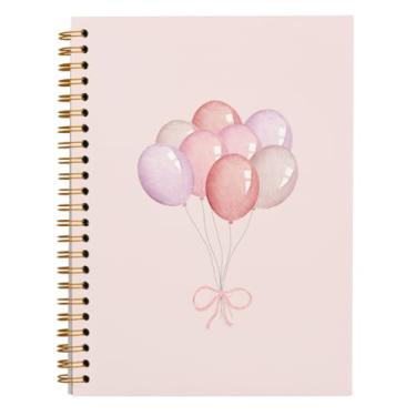 Imagem de Bnwepo Caderno rosa, caderno rosa preppy, caderno feminino, material de escritório infantil, caderno estético rosa, acessórios de mesa rosa para mulheres, caderno espiral de capa dura 14 x 21 cm