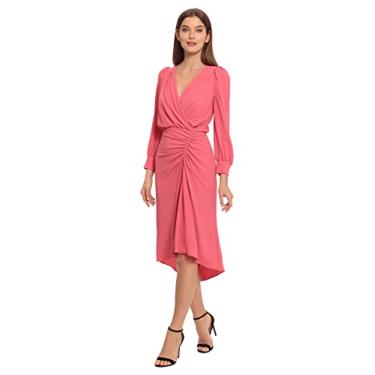 Imagem de Maggy London Vestido feminino de crepe Catalina de manga comprida para trabalho, evento, convidada de casamento, Gola V - Rapture Rose, 0