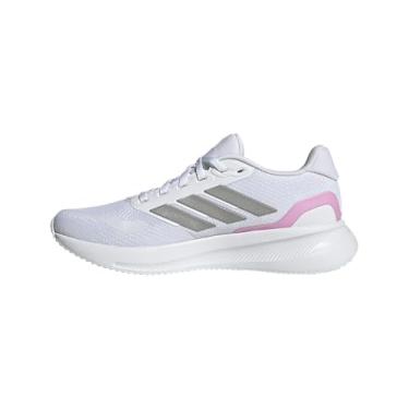 Imagem de adidas Tênis de corrida feminino Falcon 5, Branco/cinza sólido/preto, 8.5 Wide