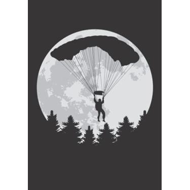 Imagem de Notizbuch A5 kariert mit Softcover Design: Skydiver Fallschirm Springer Vollmond Logo Fallschirmsprung: 120 karierte DIN A5 Seiten