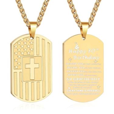 Imagem de DuoDiner Colar de presente de aniversário para homens, meninos, pai, filho, irmão, marido, avô, neto, 10, 13, 16, 18, 21, 30, 40, 50, 60 anos, aniversário, presentes de Natal, Medium, Aço inoxidável,