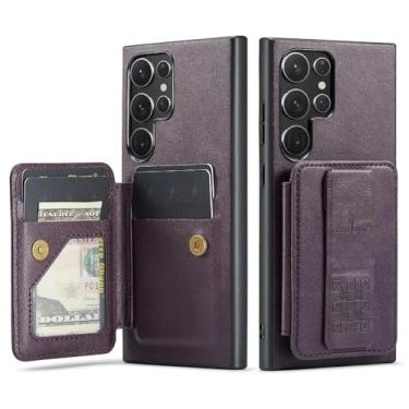 Imagem de Capa tipo carteira com bloqueio de flip para cartão Samsung Galaxy S24 Ultra S23 Plus FE S22 A55 A35 A25 A15 A14 A24 A34 A54 5G, violeta, para Galaxy A23