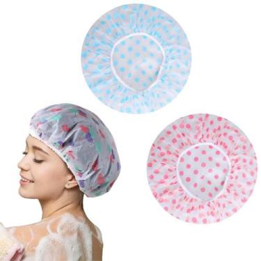 Imagem de 2 Un Touca De Banho Plástico Impermeável Reutilizável Estampada - Kit 