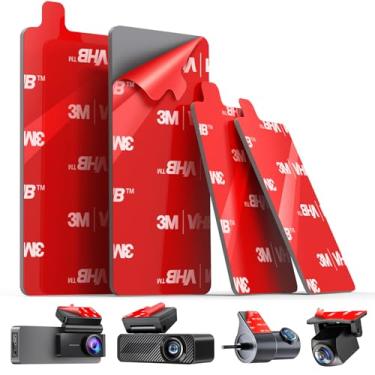 Imagem de pop-tech Almofada adesiva para câmera de painel: 4 peças adesivas para montagem de câmera frontal traseira - fita de montagem dupla face 3M VHB para câmera quadrada de carro - adesivo de substituição
