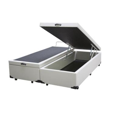 Imagem de Cama Box com Bau Pistão a gás Queen Size Branca Bipartida