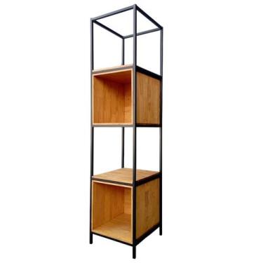 Imagem de Estante Organizadora com Nichos Modelo Industrial Ferro em Preto e Mad