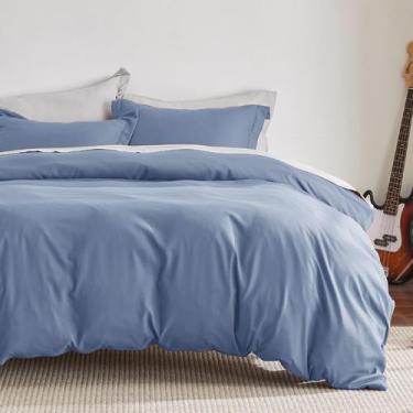 Imagem de Conjunto de Capa de Edredom Bedsure Twin/Twin XL 2 Peças - Azul Ardósi