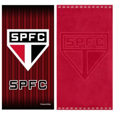 Imagem de Kit 2 Toalhas São Paulo FC Banho Praia e Piscina Oficial Aveludada Licenciado Buettner