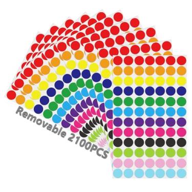 Imagem de Etiquetas adesivas adesivas removíveis de 1,9 cm para garagem, sala de aula, pré-escola, escritório, impermeável, adesivo, pequeno, redondo, colorido, etiqueta, fácil de retirar, 25 folhas, 2100 peças