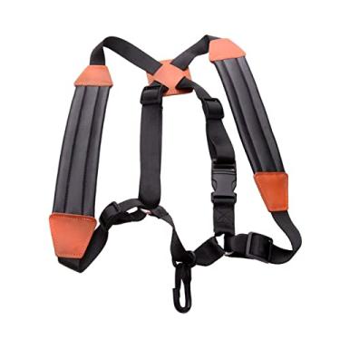 Imagem de Alça de Ombro Saxofone, Reduz a Tensão do Pescoço de Ombro Acolchoado e Tira do Peito Leia de Couro Duplo Ombro de Arnês de Saxofone para Saxofone Soprano de Baritono de Tenor