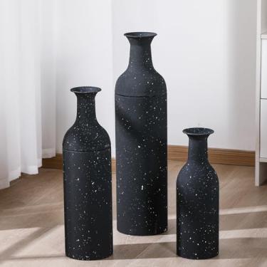 Imagem de Cinnvoice Conjunto de 3 vasos de chão altos 79/50/40,6 cm grande conjunto de 3 vasos de metal para sala de estar, quarto, casa, corredor, decoração de escritório