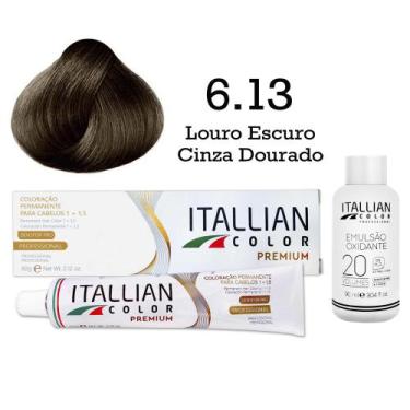 Imagem de Coloração 6.13 Louro Escuro Cinza Dourado + Oxi 20 Vol  Itallian Color