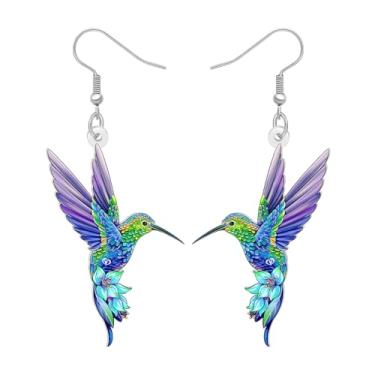 Imagem de DALANE Brincos femininos divertidos de acrílico com pingente de beija-flor, joias hipoalergênicas para amantes de pássaros da primavera, pingentes de festa de aniversário, Medium, Acrílico, Sem pedra