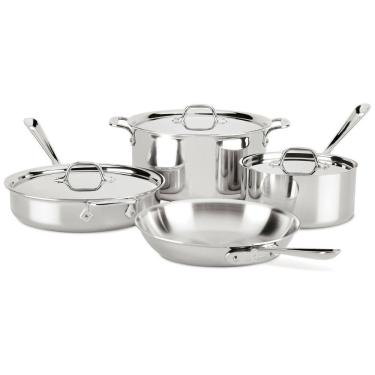 Imagem de Conjunto de Panelas de Aço Inoxidável, 7 Peças, para Forno de Indução Qualidade Profissional para sua Cozinha, All Clad, Prata