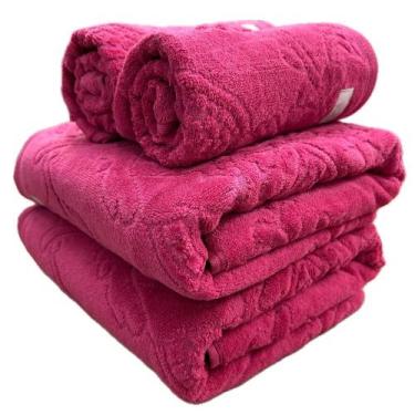 Imagem de Jogo de Toalha Banhão Gigante Atlântica Barra Veludo 100% Algodão Fio 
