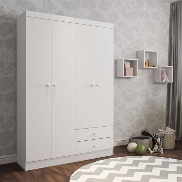 Imagem de Guarda Roupa Roupeiro 4 Portas Infantil Louise Branco AJL Móveis