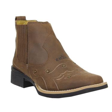 Imagem de Botina Feminina Marrom Bico Quadrado Zebu 37965