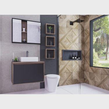 Imagem de Gabinete para Banheiro 80cm 2 Portas 1 Gaveta Alice Darabas Agardi