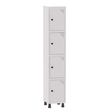 Imagem de Armário Guarda Volume Locker Roupeiro 1 Vão 4 Portas Aço GRP501/4 Branco - Pandin