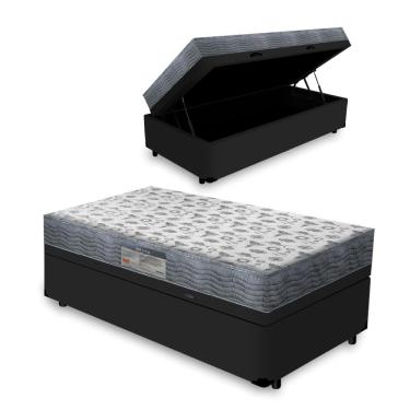 Imagem de Cama Box Baú Solteiro + Colchão Ortopédico D33 - Ortobom - Iso 100 88x188x60cm Preto