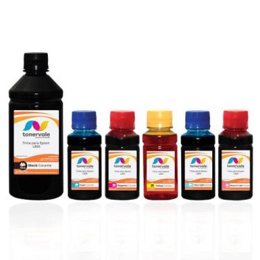 Imagem de Kit 6 Garrafa de Tinta Tankfull Para Epson L800 de 500ml Black e 100ml