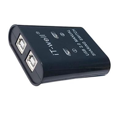 Imagem de Baoblaze Dispositivo de compartilhamento de impressora USB Conversor de transmissão estável 2 em 1 Conversor de conversor KVM - Preto