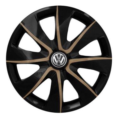 Imagem de Calota esportiva prime 14 gold + emblema alumínio volks 3d - Garagem O
