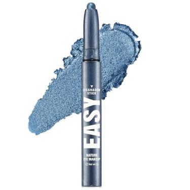 Imagem de Melsintern Sombra azul, lápis de sombra de olhos creme fosco, à prova de vincos, à prova de vincos de alta pigmentação, bastão clareador de sombra, delineador de giz de cera à prova d'água de longa