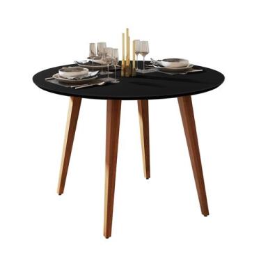 Imagem de Mesa de Jantar Redonda 4 Lugares Pé Palito  Design Moderno Retrô, Tamp