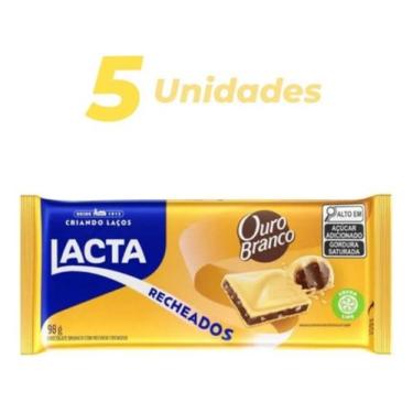Imagem de Kit 5 Barras De Chocolate Ouro Branco Lacta 98g