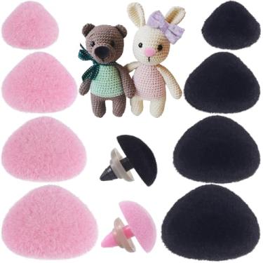 Imagem de SmallCat 32 narizes de crochê para amigurumi, narizes de bicho de pelúcia de plástico 11/15/17/18 mm com arruelas, acessórios de flocagem de boneca para brinquedos de pelúcia de crochê - rosa e preto