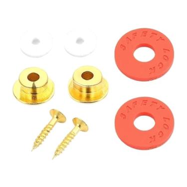 Imagem de menolana Botões de cinta de guitarra Straplocks para guitarra elétrica de travamento de cinto seguro de cogumelos Cabeça Modern Fixing Nails, Ouro Vermelho