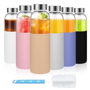 Imagem de Garrafas de água de vidro Luxfuel 540ml com tampas e capa de silicone 