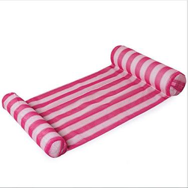 Imagem de YONII Rede de água para natação com bomba de ar, espreguiçadeira, rede flutuante, boias, boias infláveis, para piscina, ar, cama flutuante, leve, cadeira flutuante, compacto, portátil (rosa)