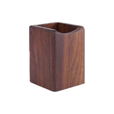 Imagem de Porta-lápis de madeira natural organizador de mesa multiuso caixa de armazenamento de mesa (cor: Nogueira)
