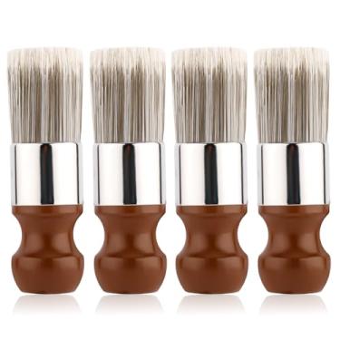 Imagem de 4 pincéis de pomada para móveis, escova de limpeza de couro com cabo de madeira e cerdas macias, creme de reparo, aplicador de bálsamo para móveis, couro doméstico (pomada não incluída)