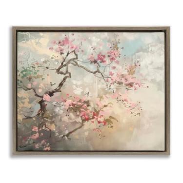 Imagem de Stupell Industries Arte de parede em tela flutuante marrom com flores de cerejeira selvagem, design por Arlington Prints, 25 x 31