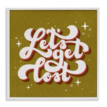 Imagem de Stupell Industries Let's Get Lost Retro Lettering White Framed Giclee Art, design por Sarah Hickman, 12 x 12
