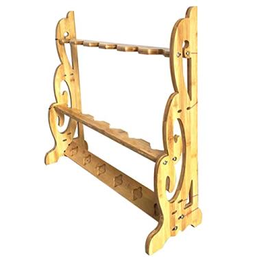 Imagem de Suporte de espada suporte de madeira para espadas de artes marciais, suporte de exibição vertical para katanas, prateleiras de exibição de armas de pé, cabides para espadas para armazenar vários e