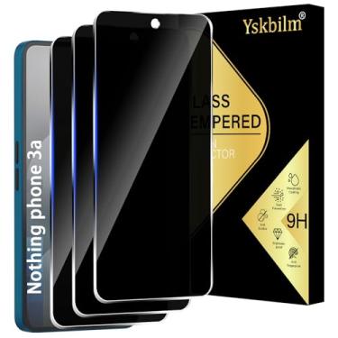 Imagem de Yskbilm (Pacote com 3) para Nothing Phone 3A / 3A Pro Protetor de Tela de Privacidade, Vidro Temperado Anti-Espião, Dureza 9H, Antiarranhões, Compatível com Capas, Sem Bolhas