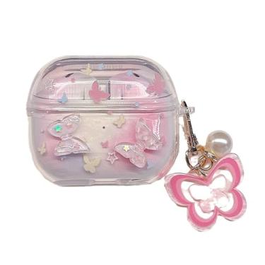 Imagem de QYFZXLV Capa para Galaxy Buds 3 e Buds 3 Pro, capa protetora de fone de ouvido transparente macia com gancho, capa de fone de ouvido à prova de choque para mulheres (B)