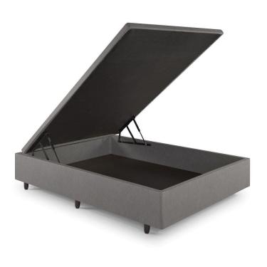 Imagem de Base Box Baú Viúva 128x188x42cm Courino Linho Cinza