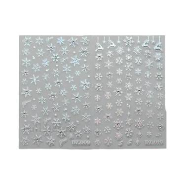 Imagem de Adesivos de Unha com Flocos de Neve e Strass - Design de Natal - 2 Peç